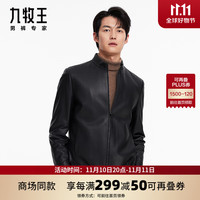 九牧王【商场同款】男装皮衣冬羊皮革外套M JN1C51217+黑色+修身版 175/96A(50)