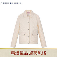 TOMMY HILFIGER24早春女简约菱格绗缝按扣翻领合身铺棉夹克外套41628 米色AEF XS