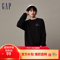 Gap 盖璞 男女装冬季2023新款碳素软磨抓绒保暖卫衣841408情侣宽松上衣 黑色 175/96A(L)亚洲尺码