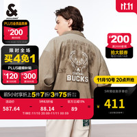 杰克·琼斯(JACK&JONES)NBA联名雄鹿队秋冬舒适潮运动宽松立领夹克外套男223321082 E11卡其色 170/92A/S