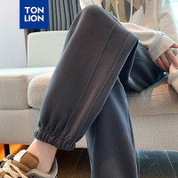 唐狮 TONLION【WP】休闲裤女冬束脚显瘦拼接运动加绒束脚裤 深灰/无绒款 L