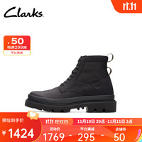 Clarks其乐轻酷系列男鞋摩登时尚马丁靴潮流舒适经典高帮时装靴 黑色 261734227 44.5