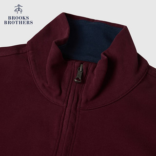 布克兄弟（BrooksBrothers）男新纯棉半高领拉链美式休闲卫衣 6002-暗红色 XS