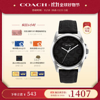 蔻驰(COACH)GREYSON系列 经典C标 小牛皮表带 黑色石英表手表女表14504142