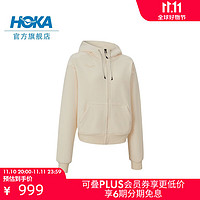 HOKA ONE ONE女款全拉链抓绒卫衣Hoka EssentialFZHoodie保暖时尚 蛋酒色 M