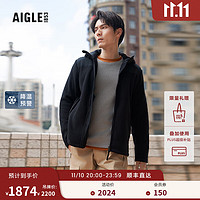 AIGLE艾高20WR防泼透汽户外保暖全拉链抓绒衣外套男 黑色 AQ472 XXL(190/104A)