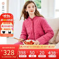美标 MEIBIAO商场同款三层加厚保暖夹棉纯棉睡衣套装女秋冬全棉家居服 浆果红 L(165/88A)
