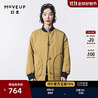 幻走（MOVEUP）.FUN系列口袋设计师两面穿中长款羽绒服女 黄卡其 S