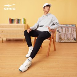 erke鸿星尔克男子运动裤2023新款冬季束脚休闲运动长裤九分裤卫裤男裤