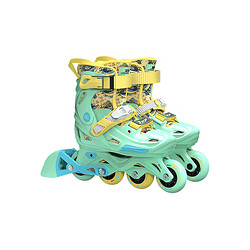 XTEP 特步 轮滑鞋儿童溜冰鞋男女童初学者可调直排轮 青松绿一双(无闪光款) M(适合平时鞋码32-36 )