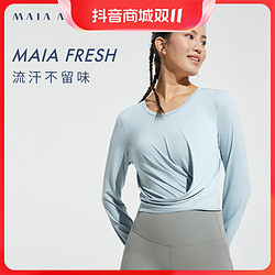 ED MAIAACTIVE FRESH 短款打结时尚健身瑜伽运动长袖TEE 222TL024