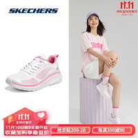 SKECHERS 斯凯奇 女鞋季软底健步鞋轻便休闲鞋 WPK白色/粉色 38