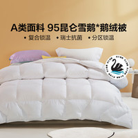 乐蜗家纺LOVO罗莱生活旗下品牌 95%白鹅绒被子冬天厚被芯被褥保暖抗菌单双人被 【瑞士抗菌】95昆仑雪鹅锁温冬被 150*215cm