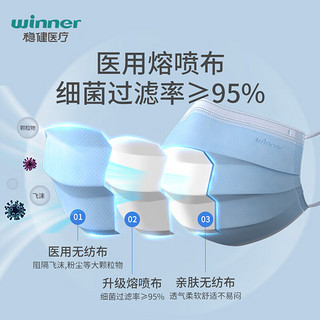 winner 稳健医疗 稳健医用外科口罩一次性医用医疗口罩成人儿童 三层防护 夏季透气轻薄款防