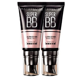 MAYBELLINE 美宝莲 巨遮瑕BB霜遮瑕提亮肤色裸妆素颜霜 自然色双支装 生日礼物