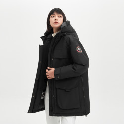 bosideng波司登保暖鹅绒时尚工装运动立领阔形休闲系列女式羽绒服