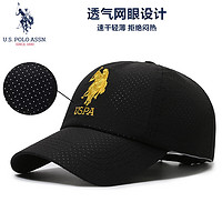 us polo assn 保罗棒球帽夏季速干网眼轻薄透气帽子男女户外遮阳防晒鸭舌帽黑色