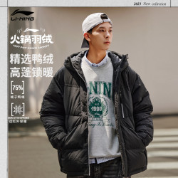 lining李宁肖战同款李宁运动经典系列短款羽绒服男女同款23新连帽面包