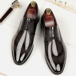 giovannivalentino卓凡尼华伦天奴春季新款男士正装商务皮鞋真皮头层