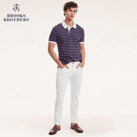 布克兄弟 Brooks Brothers男士修身条纹Logo款短袖POLO衫
