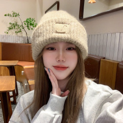 KAFEIXIANG 卡菲翔 大头围粗毛线帽子女秋冬季宽松保暖堆堆冷帽大脸显脸小针织护耳帽