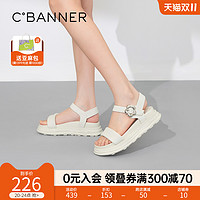 C.BANNER 千百度 女鞋夏季新款时尚一字带凉鞋舒适气质潮流厚底外穿度假沙滩