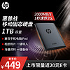 HP 惠普 1TB 战移动固态硬盘 2000MB/s高性能读写Type-C便携差旅高速传输 外接手机迷你硬盘资料备份 灰色