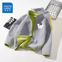 真维斯男童秋装外套秋季抓绒上衣儿童酷帅摇粒绒外套潮 【时尚帅气】雾灰色aix228 150