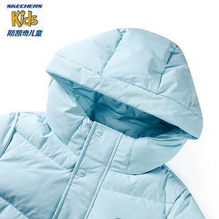 SKECHERS 斯凯奇 儿童舒适长款羽绒服男童女童冬季保暖简约连帽外套P423K027