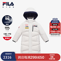 FILA 斐乐 童装儿童羽绒服冬男中大童运动保暖长款外套 南极灰-GY 140