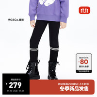 little MO&Co.抑菌加绒 little moco童装23女童拼接假两件袜套弹力打底长裤 黑色 110/53