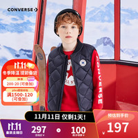 Converse匡威儿童装男童三防羽绒马甲中大童外套背心 正黑色 150/72