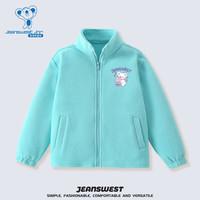JEANSWEST 真维斯 儿童加绒外套女童冬款保暖童装休闲百搭上衣冬装外穿毛绒可爱开衫 冰蓝 喝茶熊xZR 150