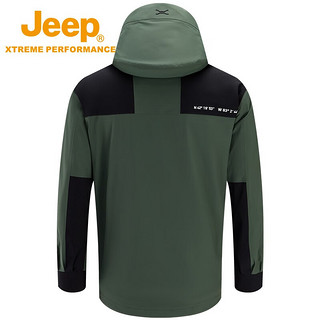 Jeep吉普男女款三合一抓绒冲锋衣冬户外防风保暖登山服 丛林绿  XXL（180-195斤）