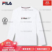 斐乐（FILA）男士长袖T恤衫休闲内搭打底针织衫运动上衣 标准白-WT 185_104A_XXL