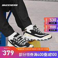 斯凯奇（Skechers）秋季运动鞋熊猫鞋加绒保暖男款老爹鞋 男鞋-黑色/金色/BKGD 42