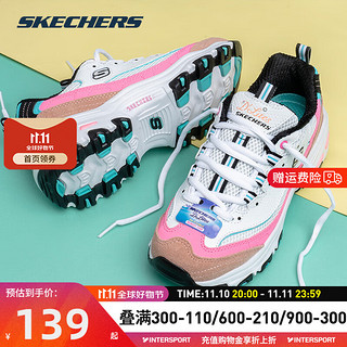 SKECHERS 斯凯奇 女鞋子 潮流运动鞋厚底熊猫鞋耐磨老爹鞋低帮休闲鞋 白色/蓝色/粉色/晒图返5 7.5/37.5/245