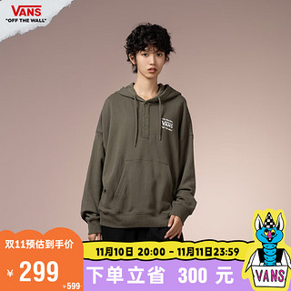 VANS 范斯 男女连帽卫衣军绿色宽松工装潮酷 军绿色 XL