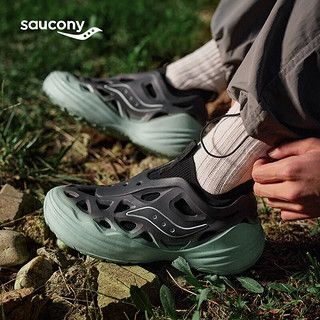 Saucony索康尼FOAM WEB溯溪鞋男女洞洞鞋户外徒步运动鞋 灰黑绿7 38 (235mm)