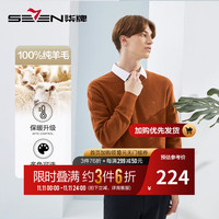 柒牌男士毛衣时尚休闲V领保暖上衣羊毛衫【纯羊毛】125JY70010 棕黄 M