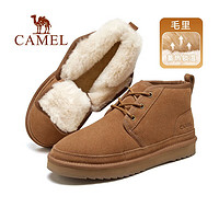 骆驼（CAMEL）冬季户外雪地靴男士加绒羊毛保暖棉 G13W837106 栗色 38