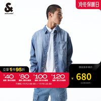 杰克·琼斯(JACK&JONES)23冬季新男士衬衫撞色字母刺绣宽松休闲上衣牛仔衬衫男223462005 E39中牛仔蓝 170/92A/S