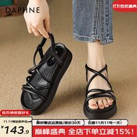达芙妮(DAPHNE)时装凉鞋女款年厚底松糕增高法式配裙子沙滩凉拖 黑色 40