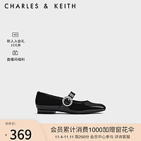 CHARLES&KEITH23冬季CK1-70580215亮钻一字带玛丽珍鞋单鞋女 Black Patent黑色 36