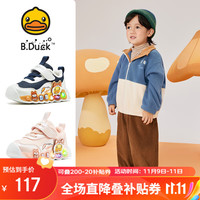 B.Duck小黄鸭童鞋儿童运动鞋冬季保暖二棉鞋男女童发光灯鞋5008蓝米24