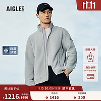 AIGLE艾高秋户外保暖休闲运动全拉链抓绒衣男士外套 狮鹫灰 AR503 XL