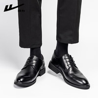 回力(Warrior)皮鞋男夏季尖头商务休闲鞋男西装增高休闲皮鞋男新郎结婚伴郎鞋夏 商务黑 39