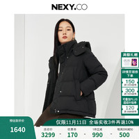 奈蔻20季黑色保暖防寒鹅绒羽绒服女连帽外套 黑色 S