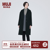 无印良品 無印良品 MUJI 女式 羊毛混 切斯特大衣 长款外套 毛呢大衣秋冬BDA20C3A 黑色 XXL(170/96A)