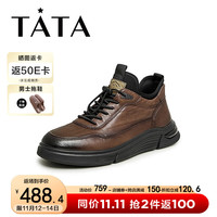 TATA 他她 2023冬商场同款英伦风商务皮鞋男士休闲软底爸爸鞋OBL01DD3 深啡 43